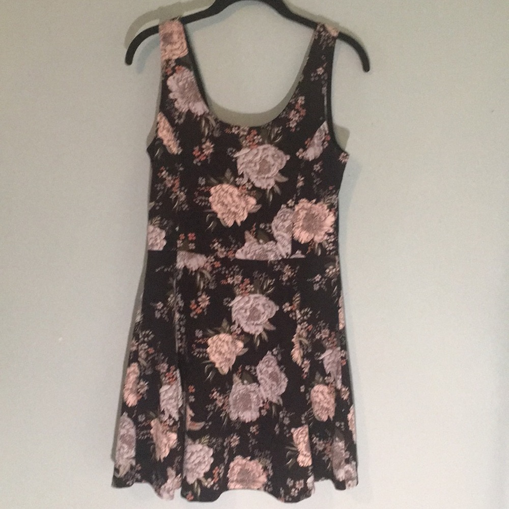 Floral mini dress.  Black with flowers